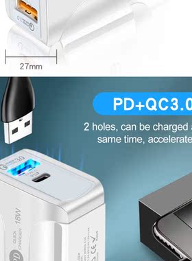 18W USB PD QC 3.0 Fast Quick Charger With Type C Fast Charg