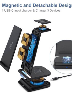 15W Fast Charge 3 In 1 Qi Wireless Charger Pad Dock Station
