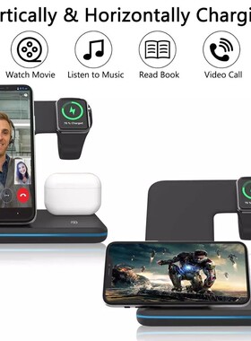 15W Qi 3 in 1 Wireless Charger Stand for Apple Watch 6 5 4