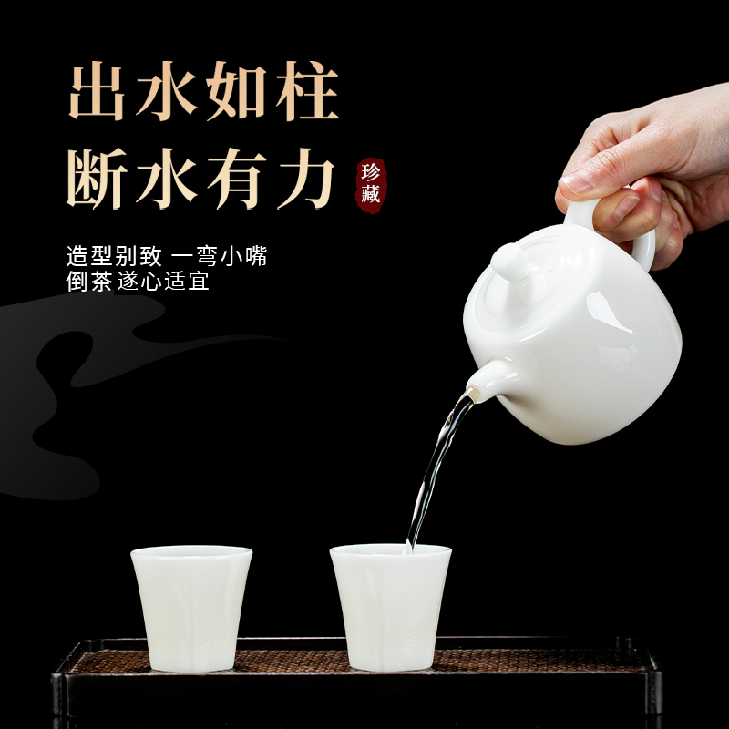 钰铨龙门 曾松茂大师冰种玉瓷釉烧可旋转井栏壶手工泡茶壶礼盒装 - 图3