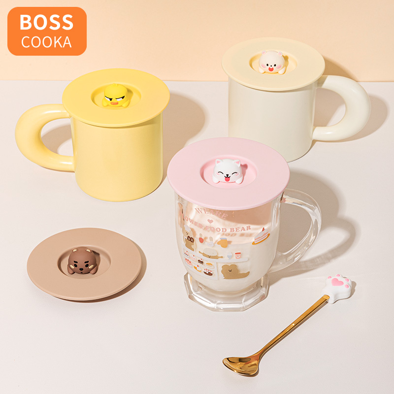 BOSS食品级杯盖通用防尘玻璃杯马克杯盖水杯盖子杯子茶杯单卖