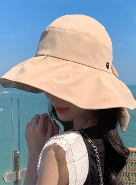 渔夫帽子女款2025年新款春夏季百搭防晒遮脸防紫外线太阳帽遮阳帽