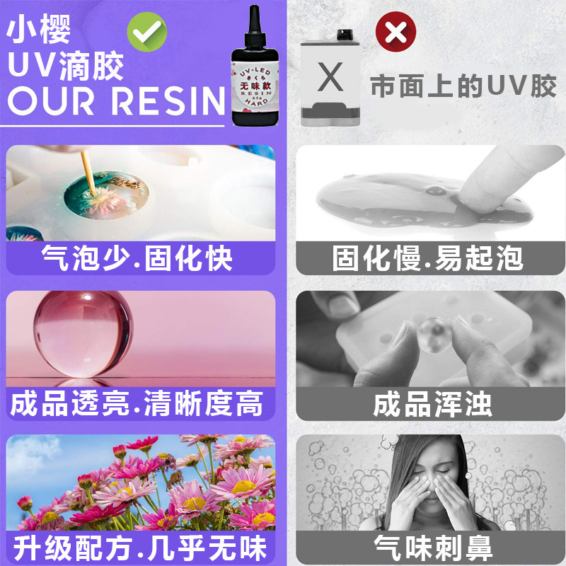 小樱uv滴胶UV胶树脂水晶滴胶速干胶紫外线灯流麻手工滴胶diy无味_虎窝淘