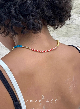 度假小众彩色玉石串珠项链