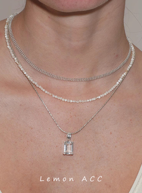 极简叠戴白色贝壳串珠项链