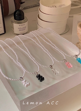 甜美可爱彩色糖果小熊项链锁骨链