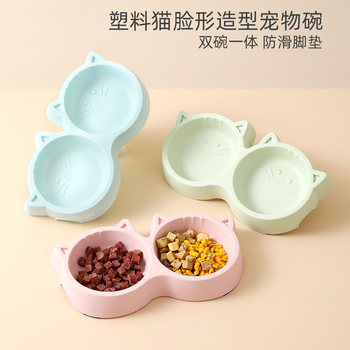 cat double bowl food bowl cat bowl kitten eating bowl cat food bowl pet supplies rice bowl rice basin ໂຖປັດສະວະນ້ໍາ