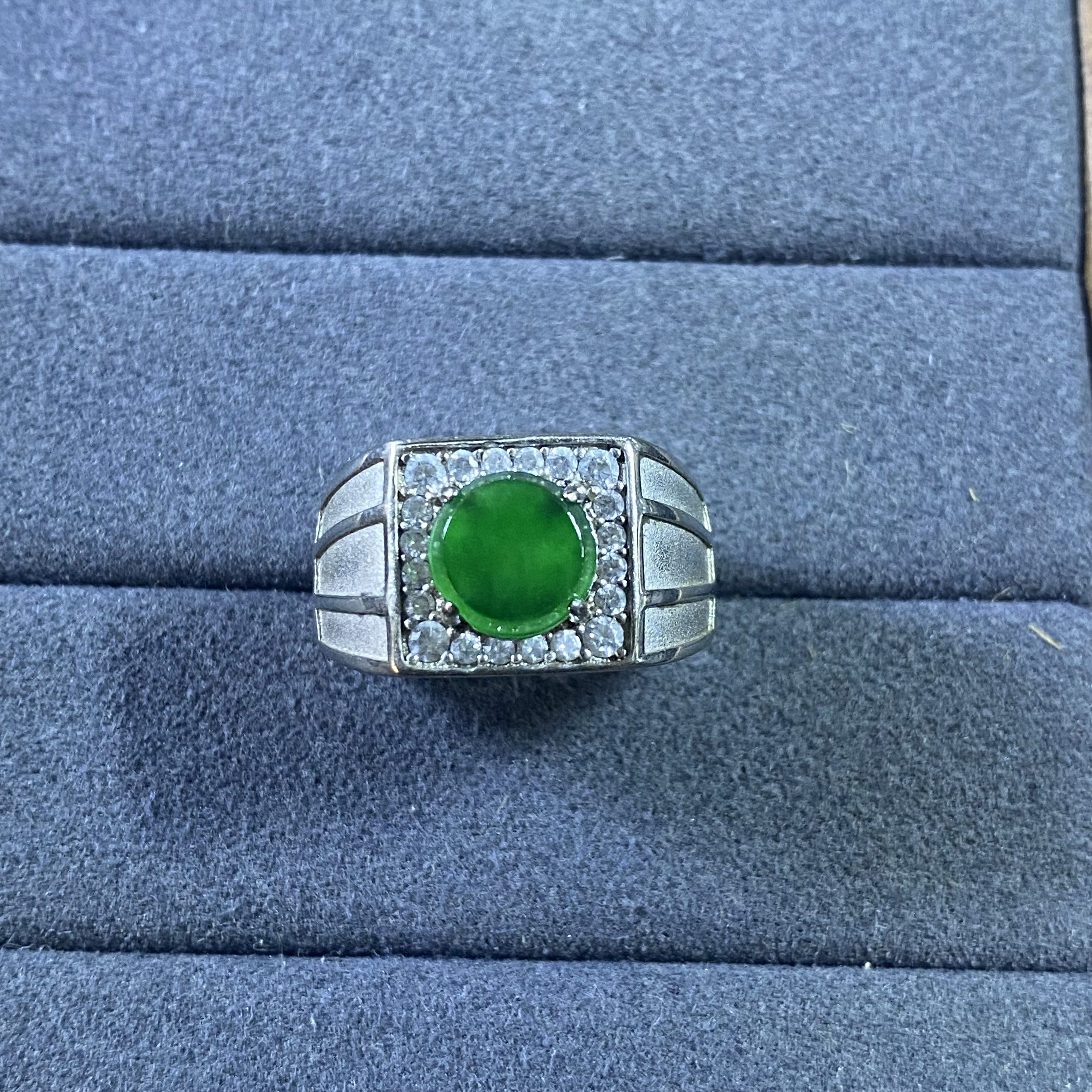 New A-grade ice jade ring Valentine's Day birthday gift S925 silver inlaid electroplated 18K gold hypoallergenic