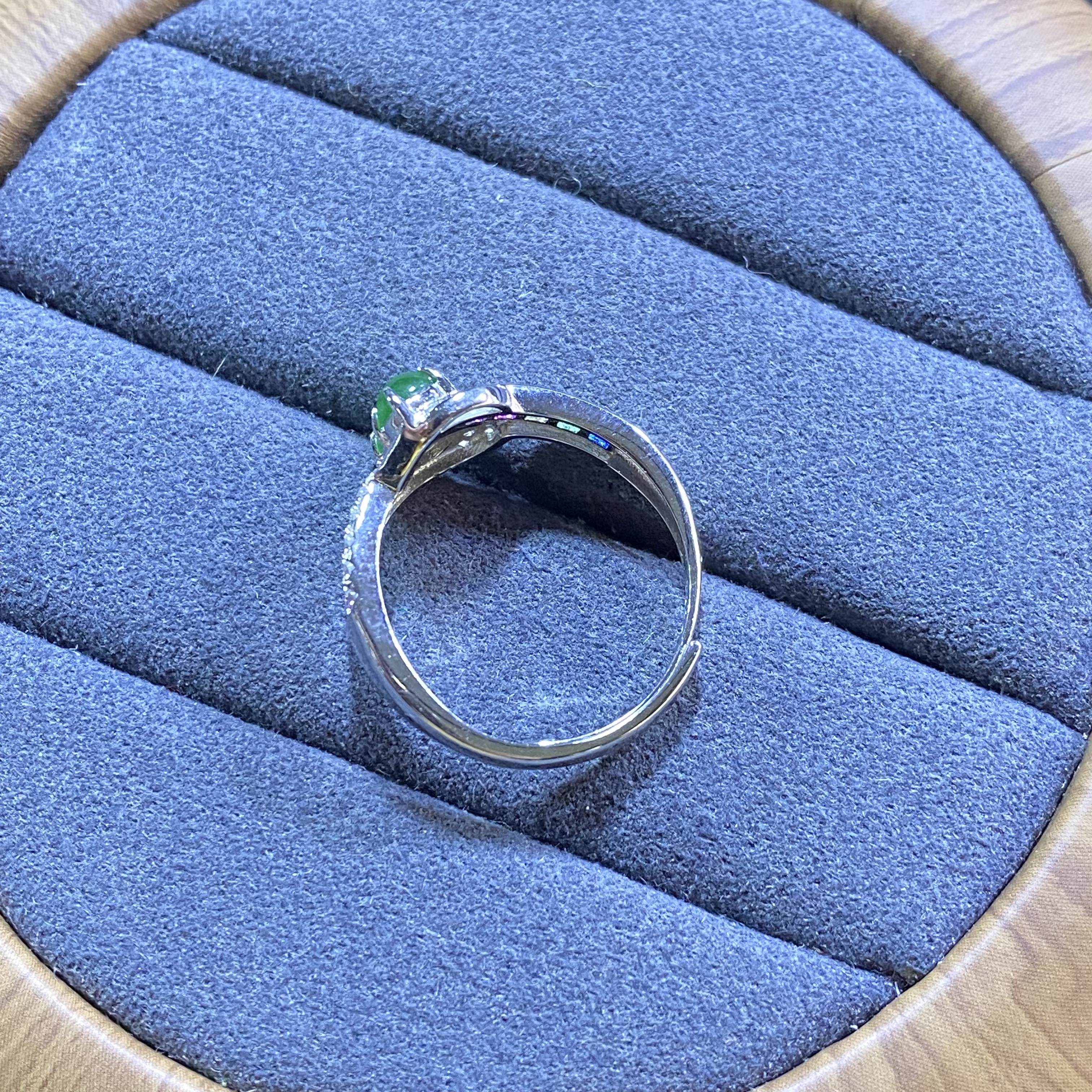 New A-grade ice jade ring Valentine's Day birthday gift S925 silver inlaid electroplated 18K gold hypoallergenic