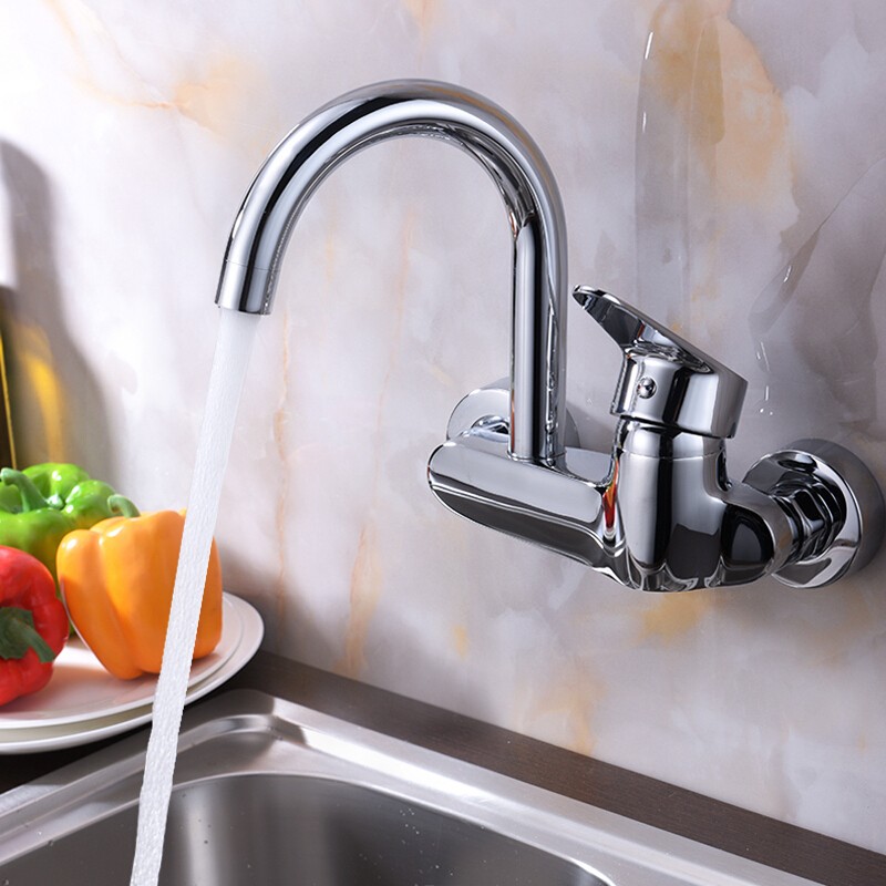 莱尔诗丹 Larsd 全铜主体入墙式厨房冷热水龙头 挂墙式菜盆水槽洗