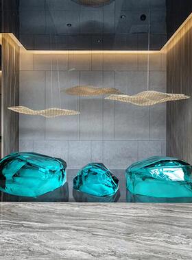 透明景观石摆件树脂雕塑酒店别墅会所大堂门厅室外水池落地装饰品