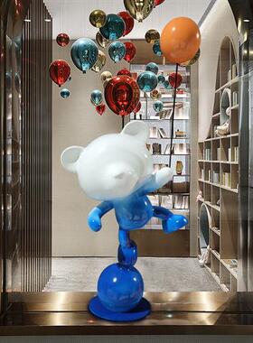 可爱气球摆件客厅装饰落地熊网红大型动物公仔卡通轻奢玻璃钢雕塑