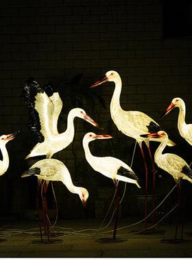 户外仿真白鹤雕塑白鹳摆件玻璃钢水池塘装饰景观仙鹤花园白鹭模型