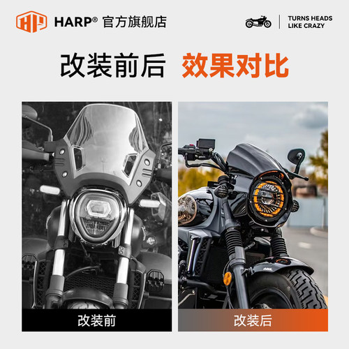 适用于豪爵TR300大灯总成猪头罩改装LED圆灯哈普大灯无损安装配件 - 图0