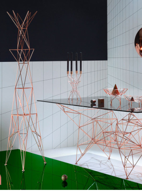 手工红铜钢制电塔衣帽架衣服架