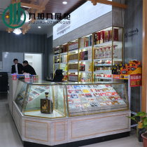 Smoke Counter Liquor Cabinet Glass Display Cabinet Convenience Store Collection Silver Desk Integrated Smoke Wine Cabinet Composition