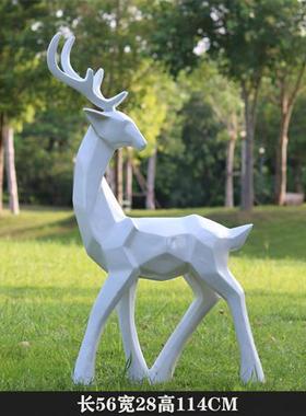 玻璃钢创意抽象动物鹿雕塑售楼部营销中心户外草坪造景装饰品摆件