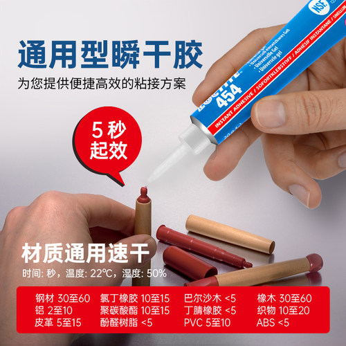 爱尔兰进口LOCTITE汉高乐泰454啫喱状凝胶水102瞬干胶瞬间胶快干胶木材金属皮革粘接皮包沙发皮具皮衣修补 - 图0