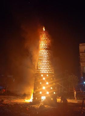 定制彷真木炭客厅家居礼品春节元宵节日文化红色喜庆装饰电子旺火