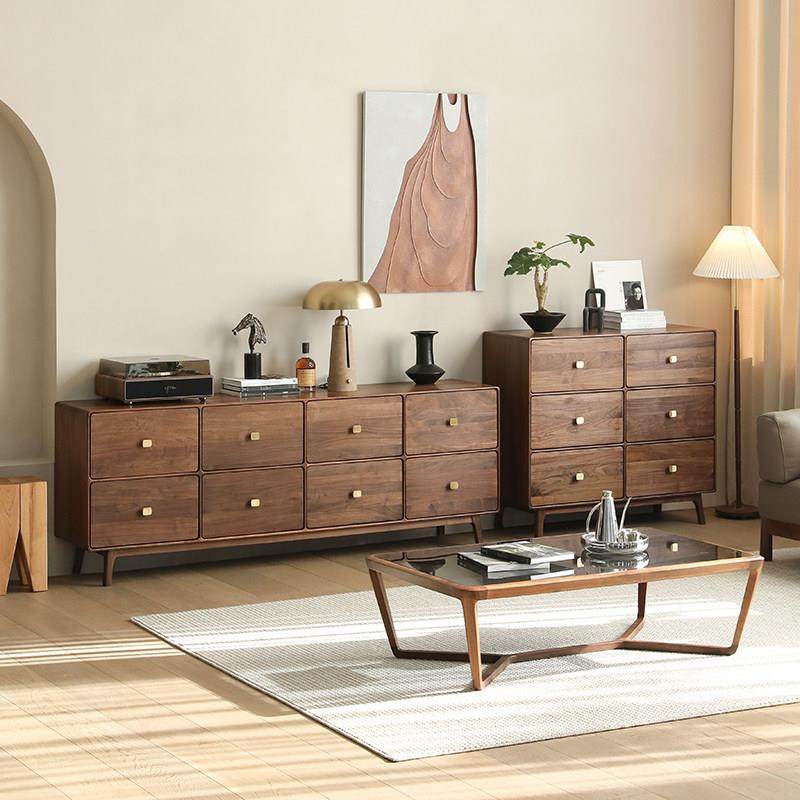 北美黑胡桃木八斗柜卧室电视柜高款实木轻奢客厅收纳柜子靠墙边柜,淘宝优惠券,粉丝福利购,淘宝优惠卷