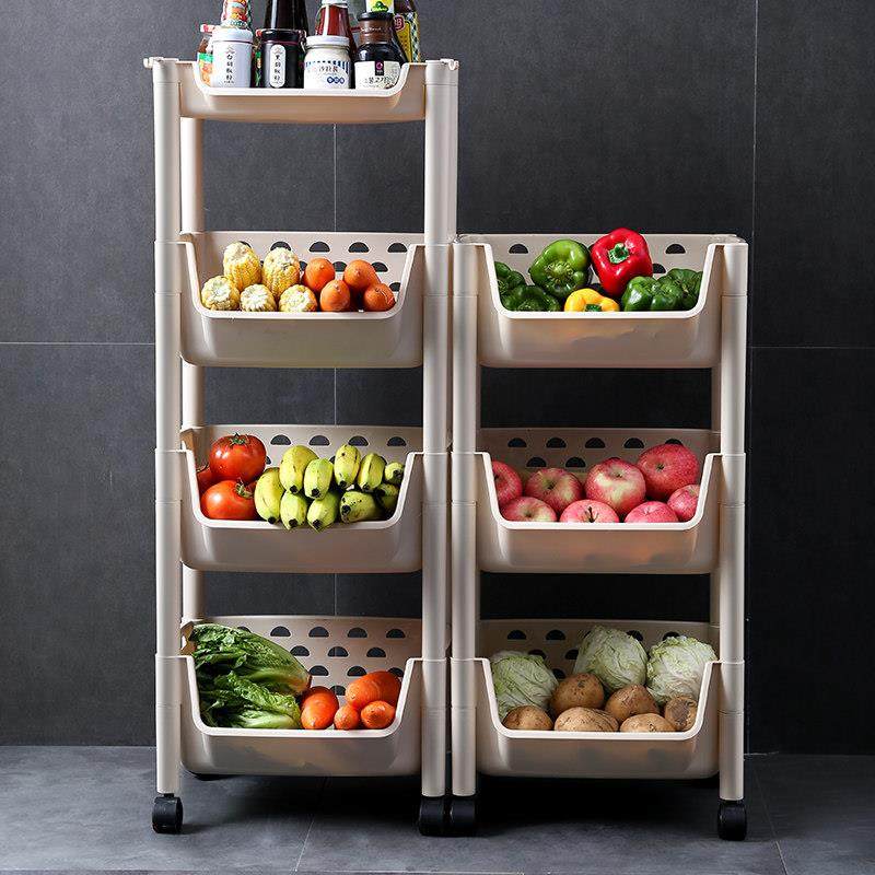 厨房置物架落地多层菜架菜篮子收纳架蔬菜储物筐家用可移动置物柜,淘宝优惠券,粉丝福利购,淘宝优惠卷