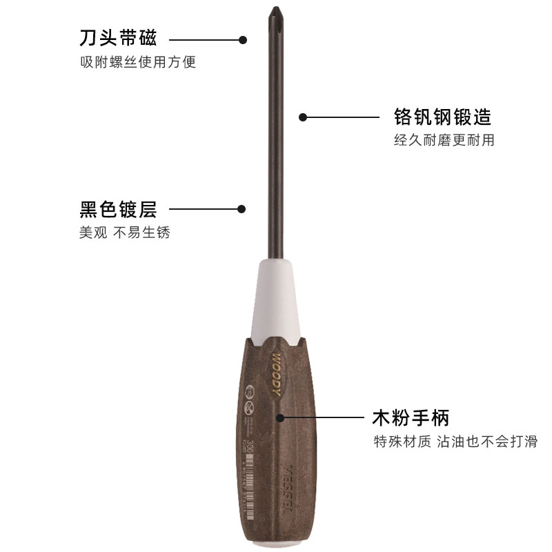 日本VESSEL威威螺丝刀进口十字一字防滑木柄电工改锥工业级超硬 - 图1