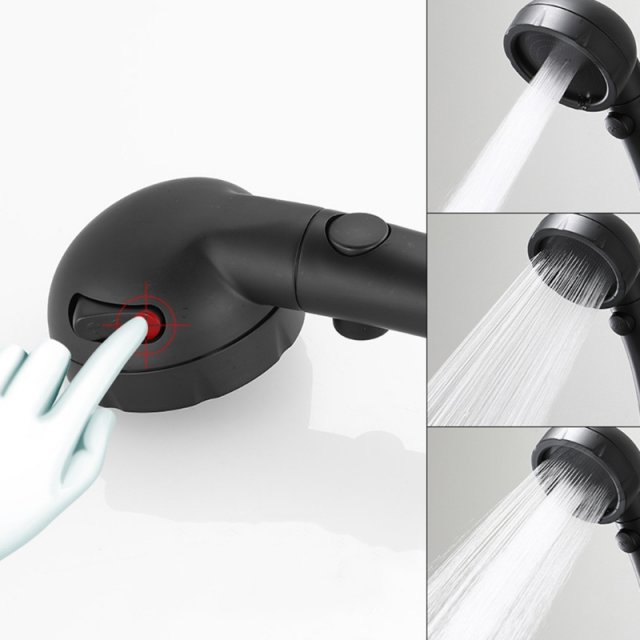 Bathroom Matte Black Hand Held Shower Head Wall Mounted Show-图0