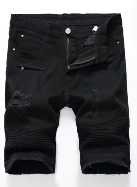 Men's jeans shorts summer ripped shorts男士牛仔短裤夏季中裤