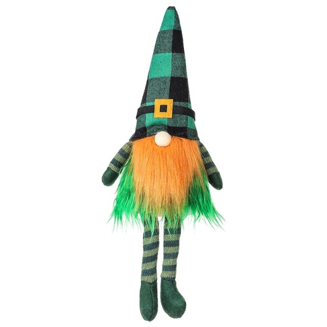 Patrick's Day Gnome Plush Elf Decorations Plaid Clov - 图2