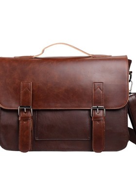 Bag men's Leather briefcase Male man laptop bag natural Lea