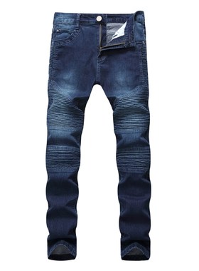 Men's  jeans slim trousers hole men pants男士大码牛仔裤长裤