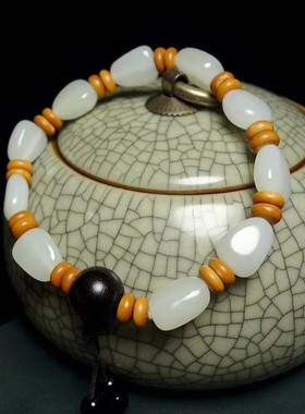 天然新疆和田玉原石手链随形玉珠手串情侣款一对玉石珠子手饰男女