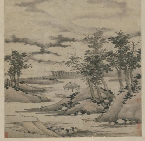 1:0.7明 沈周 云山图 真迹复制品北京故宫藏山水画名作临摹装饰画 - 图1