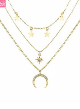 alloy multilayer necklace hip-hop girl clavicle chain choker
