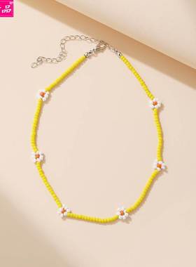 ethnic style rice bead flower necklace Girls bohemian choker