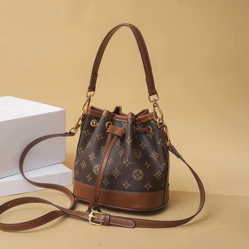 CITEX LV官方旗舰店2025新款复古老花抽绳迷你小水桶包百搭真皮单,淘宝优惠券,粉丝福利购,淘宝优惠卷