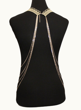 2019新款性感欧美蕾丝花叶子多层流苏身体链假领子项链热销女配饰