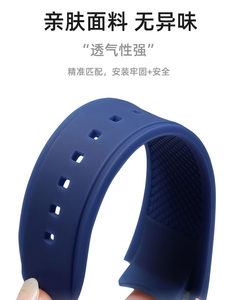 适配GUESS盖尔斯硅胶手表带男W0040G3 W0040G7原款凸口蓝色橡胶带