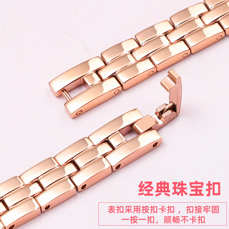 适配dw手表带女钢带丹尼尔惠灵顿小方表小绿表玫瑰金表链10 12mm - 图1