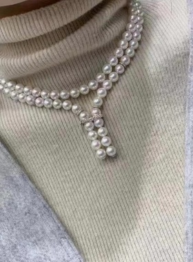 百变职场~M家同款7-8mm一款多戴邻家珍珠少女毛衣链总长90cm