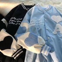 Salt Department Spring Summer clothes new small crowdcurrents Ins hyperfire Loose Love Embroidered Jacket Baseball Tide Cards Jacket