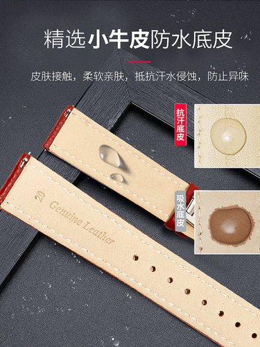 棕色手表带真皮男女荔枝纹适配天梭浪琴阿玛尼卡西欧天王罗西尼dw - 图2