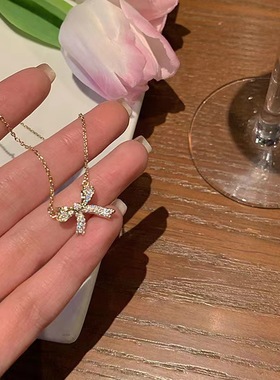 新款蝴蝶结项链女轻奢小众设计颈链风气质高级感锁骨链