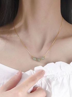 转运珠玉石项链女ins锁骨链不掉色玉吊坠仙气小众气质宝石珠子