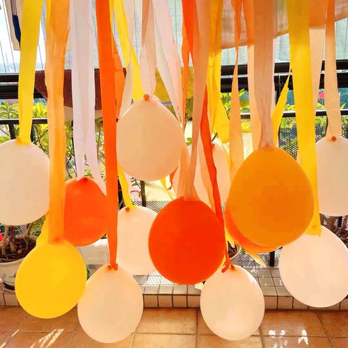 气球流苏纸飘带皱纹纸彩色背景墙布置生日派对布置活动装饰幼儿园 - 图2