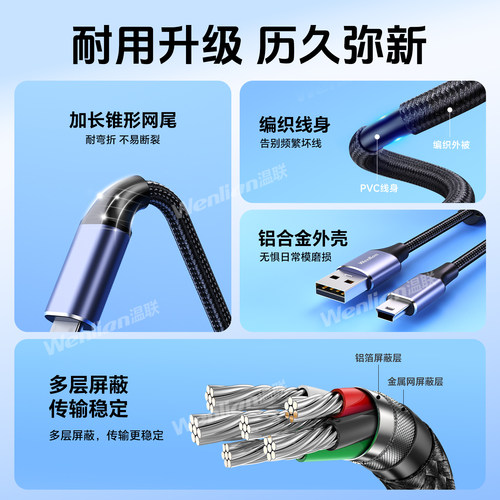适用于佳能7D 70D 700D 600D 80D 5D2 5D3 6D 单反相机USB数据线 EOS 550D 650D 60D 数据线 连接电脑传输线 - 图2