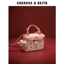 Hong Kong Chviles Keirh small crowdsourced genuine leather Bucket Bag Womens Slanted Satchel Bag 2023 New Tide Handbag