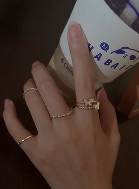 素圈戒指套装组合女简约冷淡风