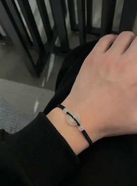 玉髓平安扣情侣手绳小众设计