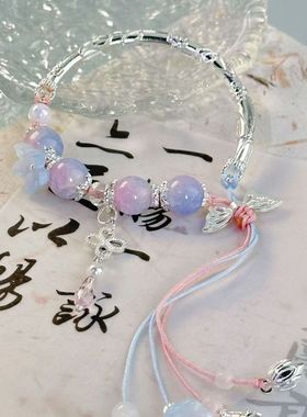 新中式串珠紫烟雨手链女